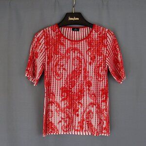 Etro 44 / 8 / Medium Red & White Paisley Short Sleeve Top